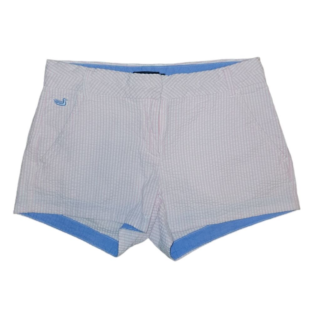 The Brighton Seersucker Chino Short in Pink Stripe by Southern Marsh 2